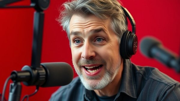 Animated man speaking in podcast about Europe's stance.