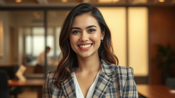 Confident woman in office setting related to £1.65m refinance for property investment.