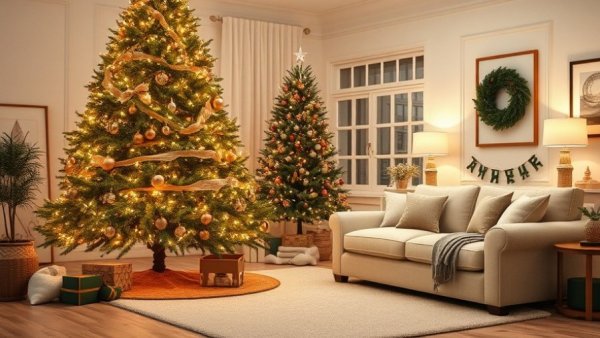 B&Q Real Christmas Trees Support Child Homelessness campaign in cozy living room.