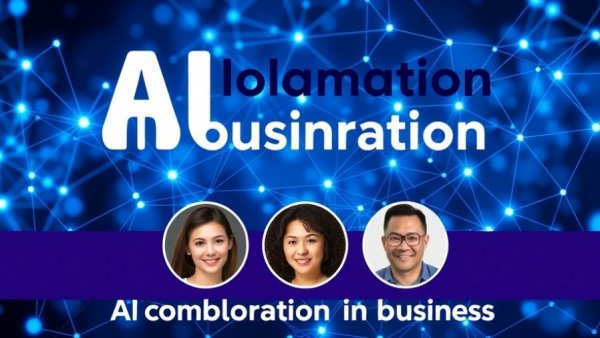 AI collaboration for small businesses poster with geometric network design