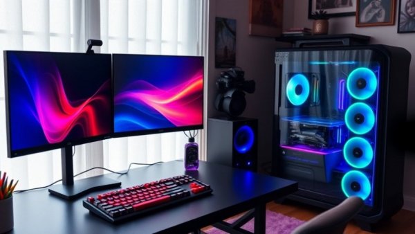 Modern PC setup with vibrant lighting affecting RAM prices.
