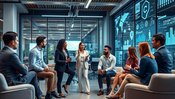 AI's impact on small businesses in modern office setting.