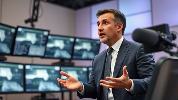 Business professional speaking on TV at Southwest Airlines event.