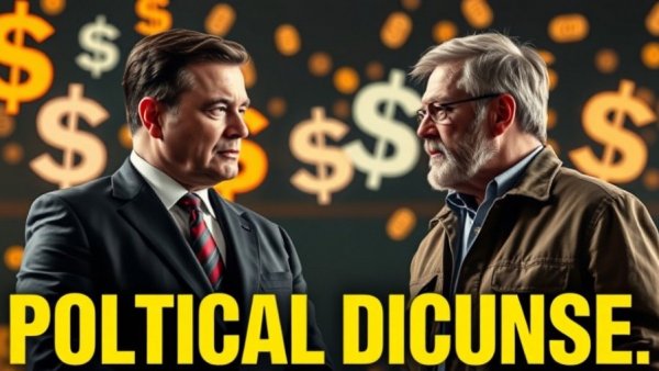 Big donors influence political reform UK topic with two men and digital symbols.