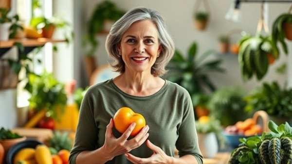 Middle-aged woman in a kitchen with fresh produce, Novo Nordisk Obesity Drug Strategies