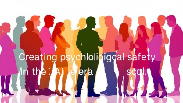 Colorful silhouettes with text on psychological safety in AI adoption.