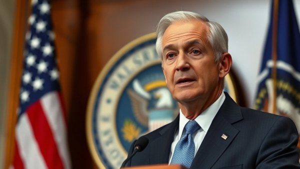 Fed Job Market Forecast conference with speaker at podium.