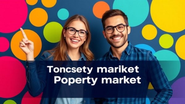 Promotional poster for property market updates with two smiling individuals, Scotland housing emergency.