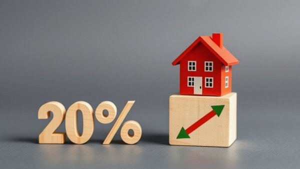 Rate cuts in UK mortgage market symbolized by a house and percentage block.