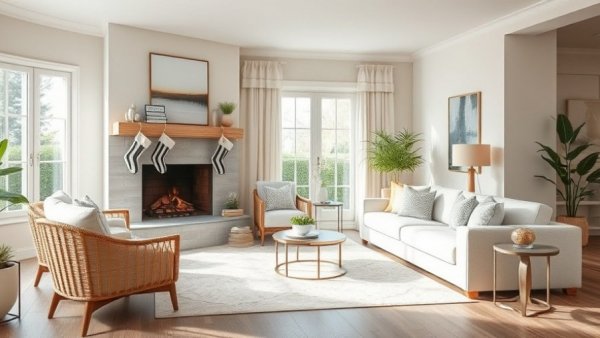 Calming coastal-inspired home retreat with cozy living room.