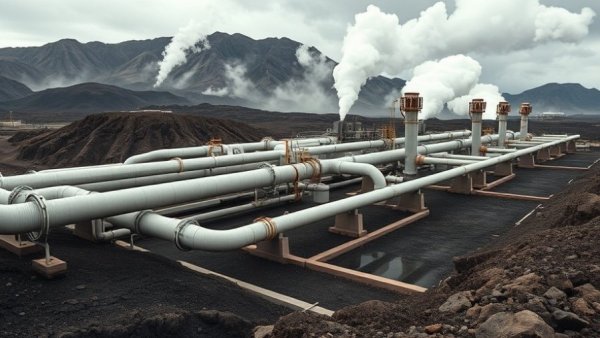 Kenya carbon capture technology in volcanic landscape.