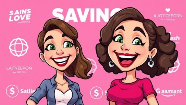 Cartoon women promoting budgeting event in bright, playful design.