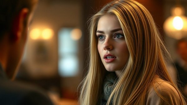 Young woman discussing happiness indoors, you can't buy happiness concept.