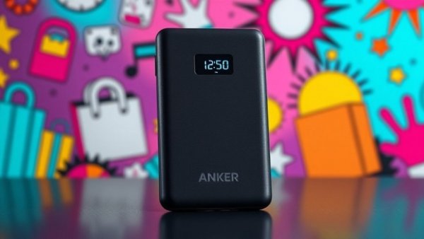 Anker Laptop Power Bank against a vibrant deals-themed background.