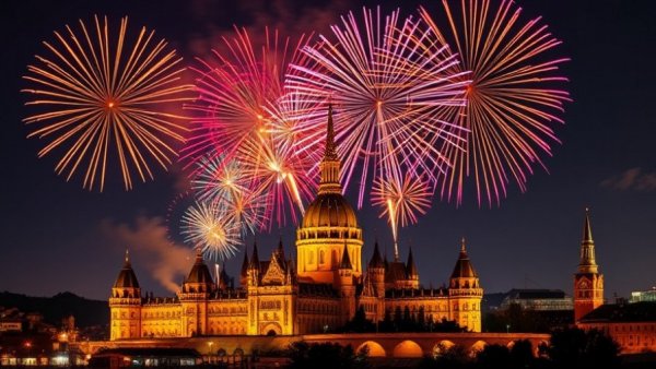 Fireworks over Edinburgh Castle during Hogmanay events.
