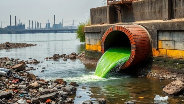 Environmental pollution at riverbank near Bangladesh's garment industry.
