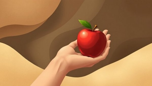 Abstract art depicting neo-emotions in business with a red apple.