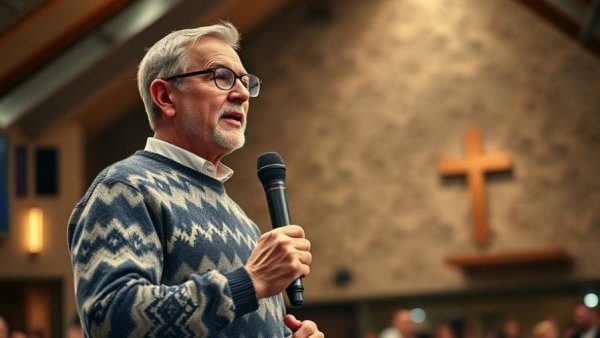 English-speaking Evangelical church in Spain, pastor delivering sermon.