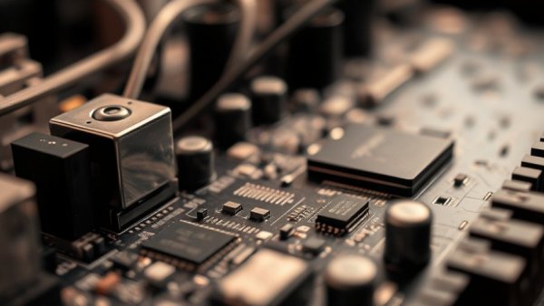 Close-up of electronic component showcasing sustainability advancements.