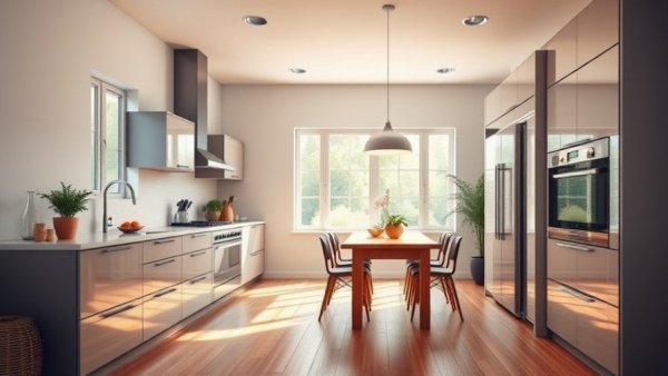 Transform your house into a charming retreat with a cozy kitchen and dining area.