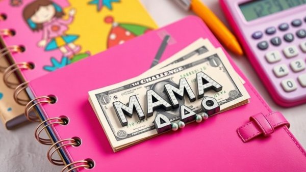 Savings Challenge for Budgeting materials displayed creatively.