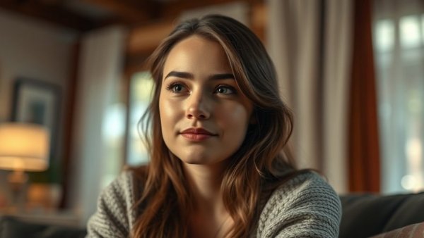 Young woman updating portfolio in a cozy room, January 2026