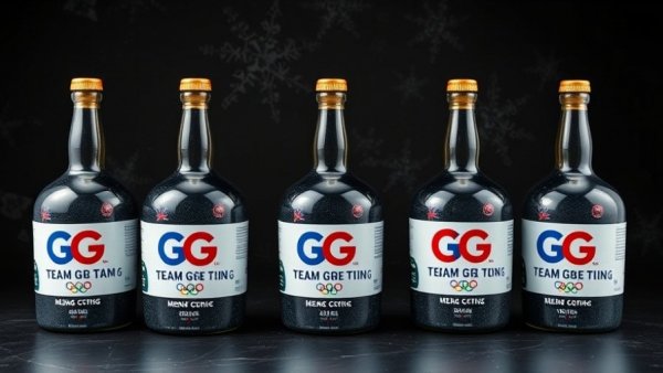 Team GB curling Winter Olympics support bottles with team portraits.