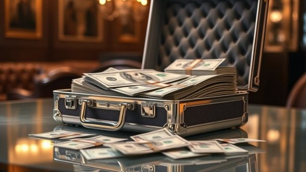 Hundred-dollar bills in a briefcase representing Taiwan trade deal impact.