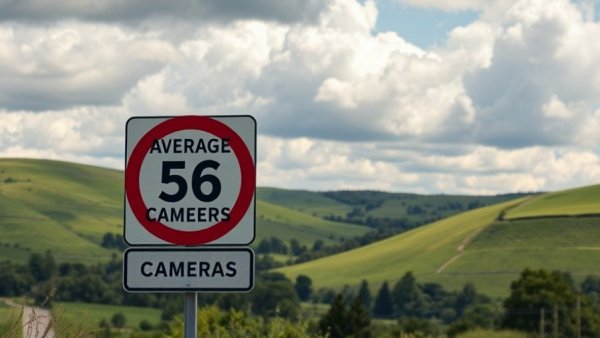 Sign for average speed cameras with scenic A75 backdrop