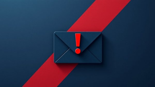 Stylized email icon with warning, representing dangers of clicking email unsubscribe links.