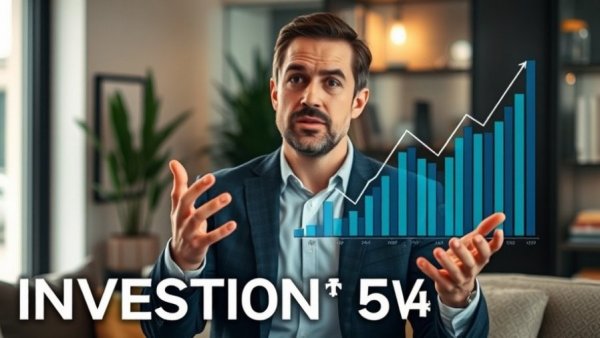 Person providing investment advice with graph and text overlay, 15 years of investing context.