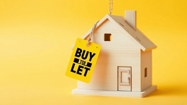 Wooden house model with 'Buy to Let' tag, symbolizing landlords market share drops in 2025.