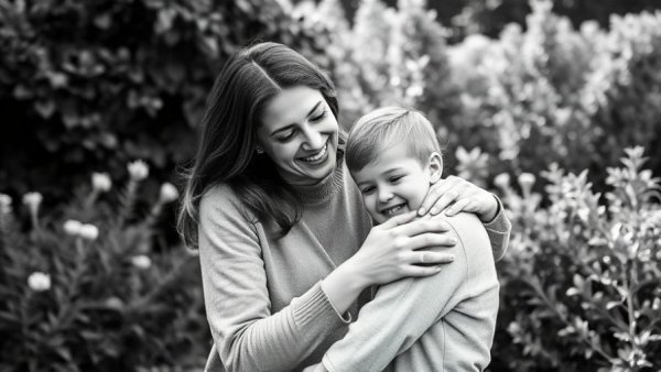 Support for Employees with Caregiving Duties: Family hug in garden