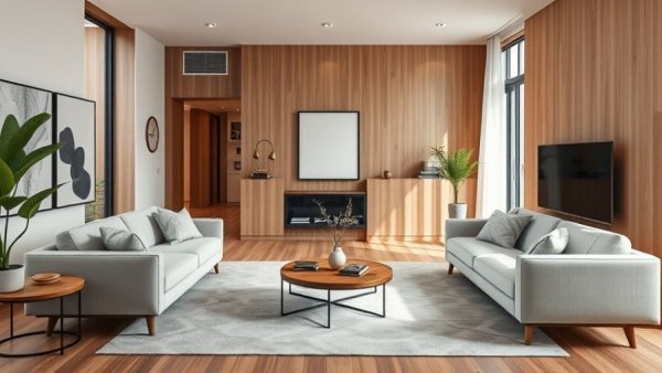 Minimalist luxury interior design in a modern living room with subtle elegance and soft lighting.