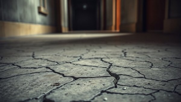 Cracked concrete floor highlighting mistakes, underfloor heating pressure test.