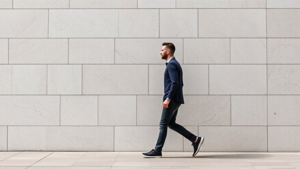 Man walking by a modern stone wall, contemplating why smart people reject God.