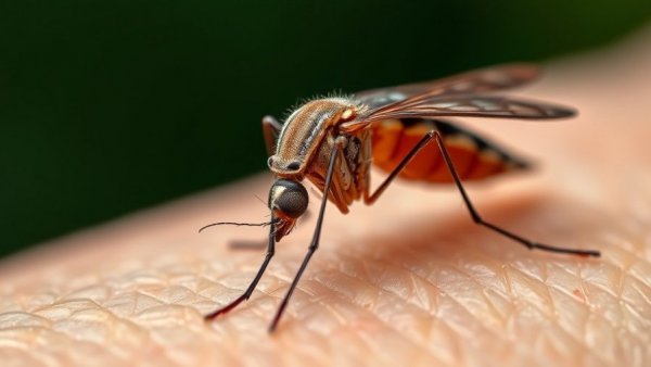 Close-up of mosquito on skin, exploring natural mosquito repellents.