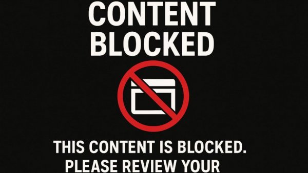 Informational message about content blocking and settings