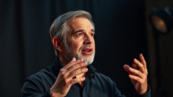 Middle-aged man delivering a message at an English-speaking Evangelical church in Spain