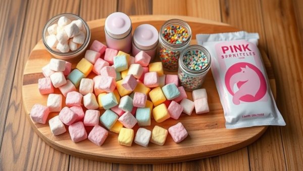 How to Make Pink Pony Bread setup with cake, marshmallows, and decorations.