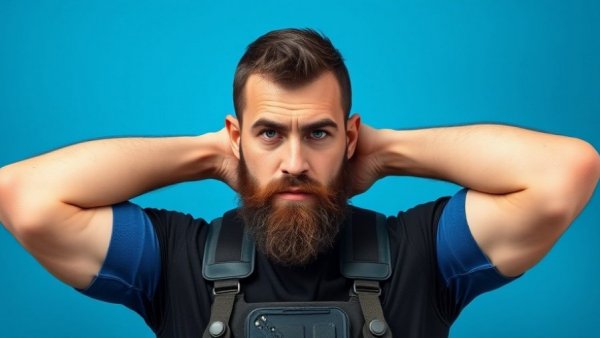 Fit man in tactical gear, focused expression, enhance abs.