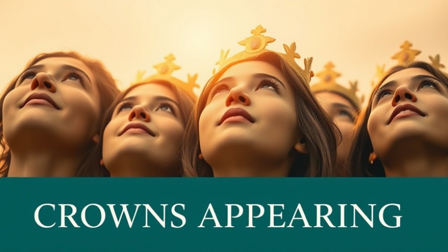People gazing heavenward with crowns of light, reflecting eternal rewards in spiritual growth.