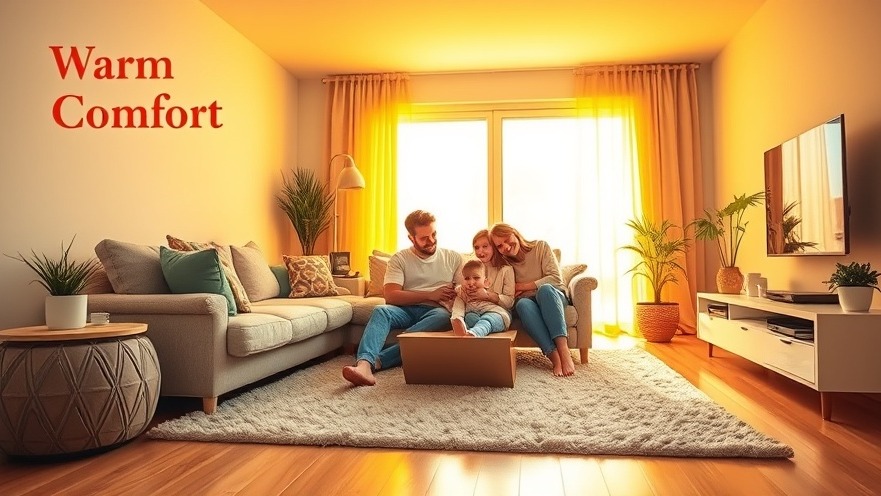 Warm Comfort in a modern living room with family enjoying cozy underfloor heating.