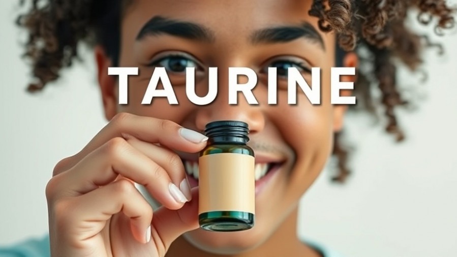 Young adult cheerfully holding taurine supplement, highlighting taurine benefits.