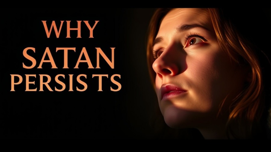 Thoughtful woman exploring Satan's influence in spiritual warfare, dramatic lighting.