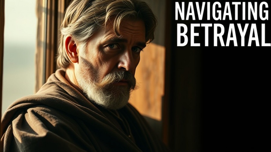 A thoughtful man reflects on betrayal, embodying Christian discernment and courage.