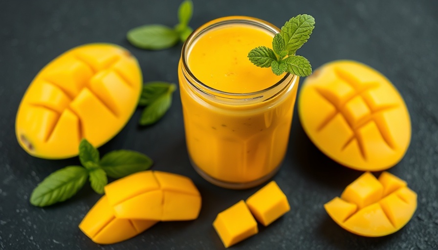 Tropical mango smoothie highlighting polyphenol absorption benefits.