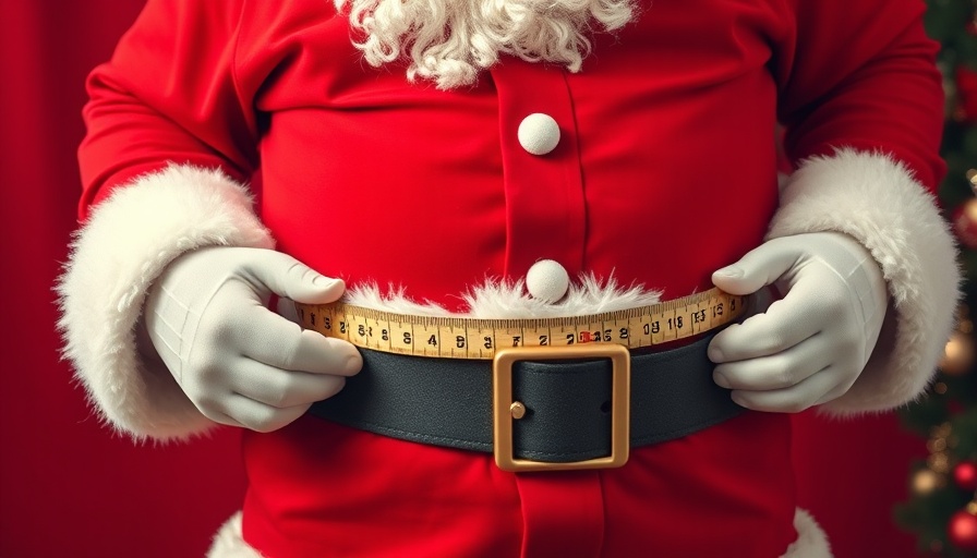 Santa measuring waist with tape, Belly Fat Exercises concept.