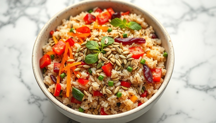 Vibrant Wild Rice Bowl with fresh toppings and seeds