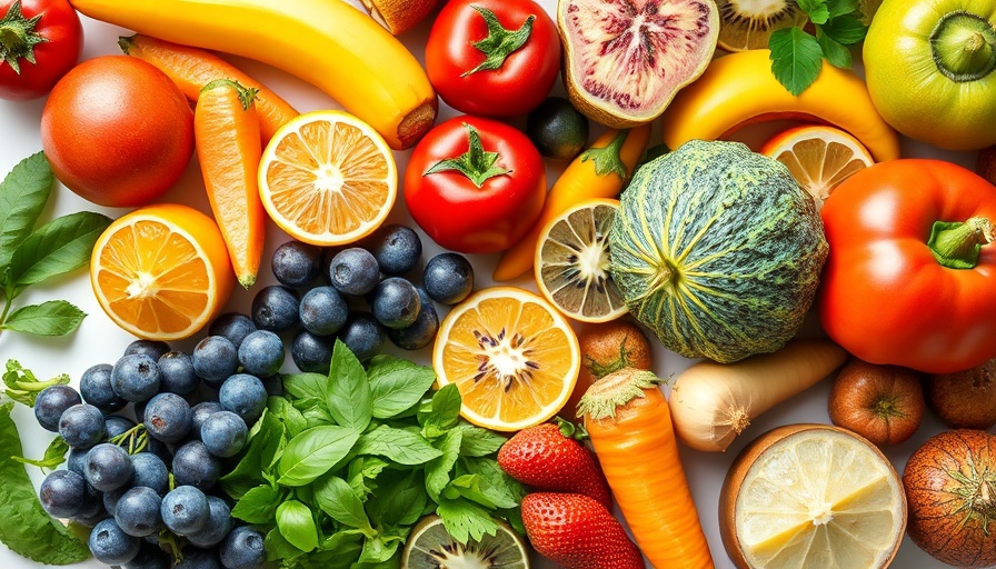 Vibrant array of fruits and vegetables for smoothie recipes.